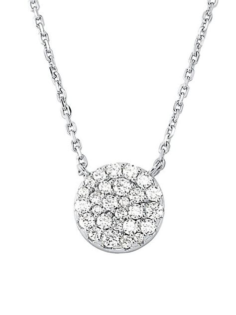 Michael Kors Sterling Silver Double Layered Pave Disk Necklace